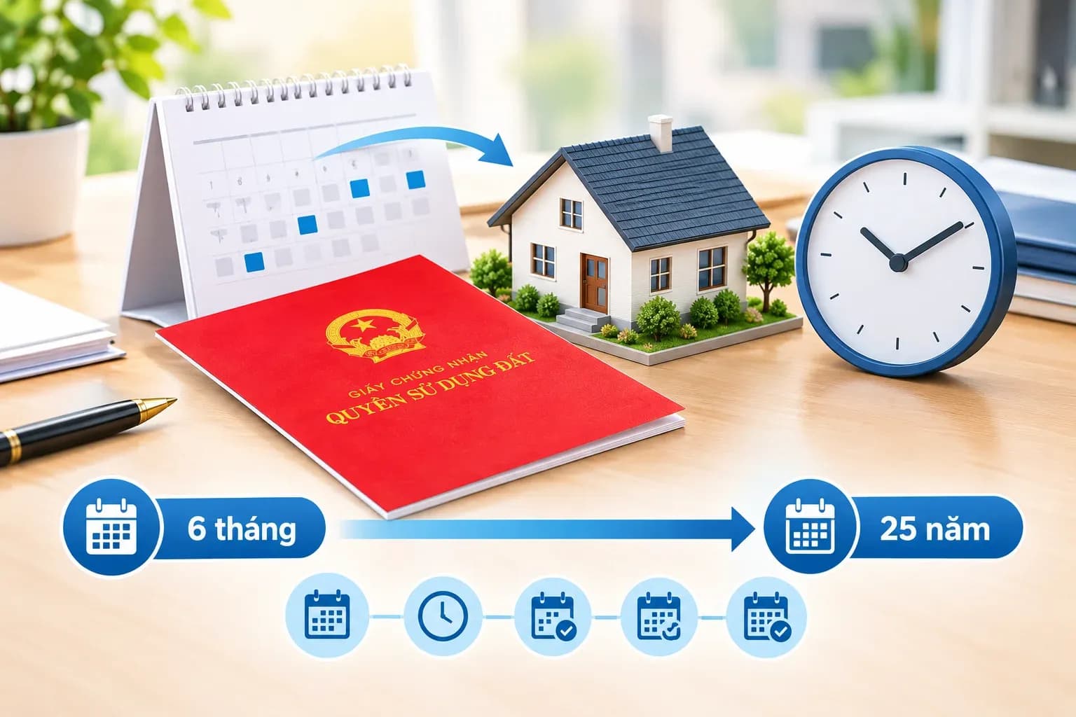 Thời hạn vay thế chấp sổ đỏ: 6 tháng, 1–2 năm và 25 năm